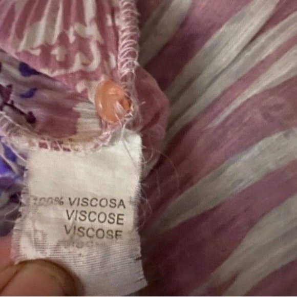 Zoteno Womens Sheer Top M/L High Low Short Sleeves Ruffles Buttons Sequins Pink - Picture 6 of 7